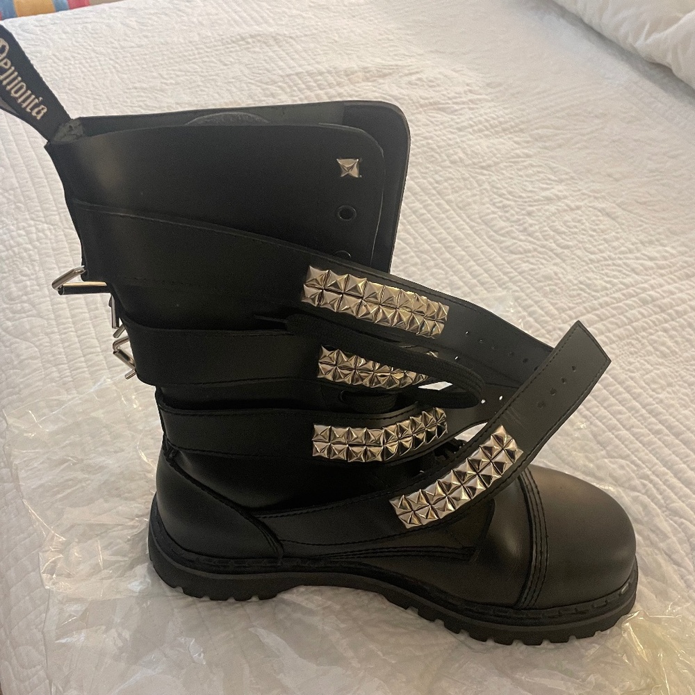 Goth-Punk Black Leather Boots by 'Demonia'